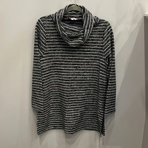 LOFT Navy and White Striped Cowl Neck SweaterSize L - Gently Worn